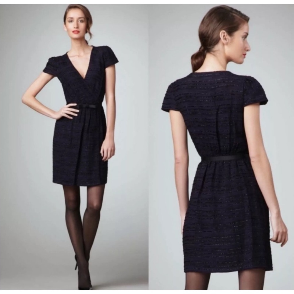 Milly of New York Emilie Sparkly Wrap Dress in Black